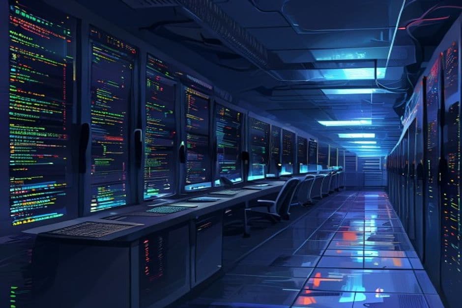 server room with computer screens