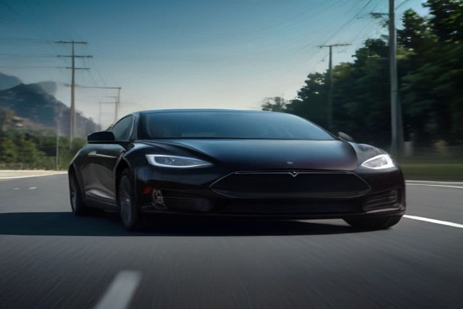 Tesla vehicle on the road
