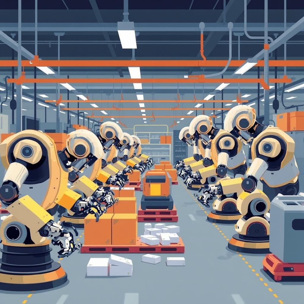 autonomous robots in a factory