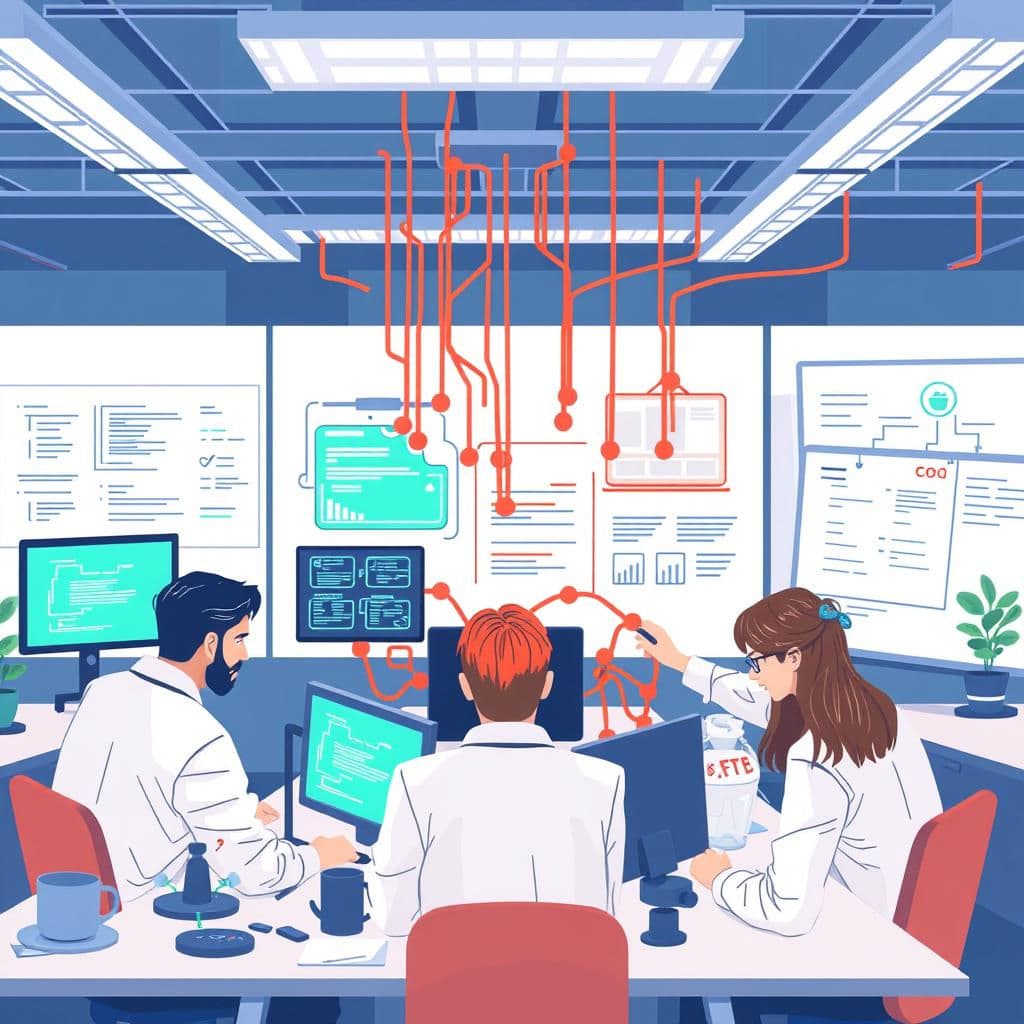 Researchers working on a complex system