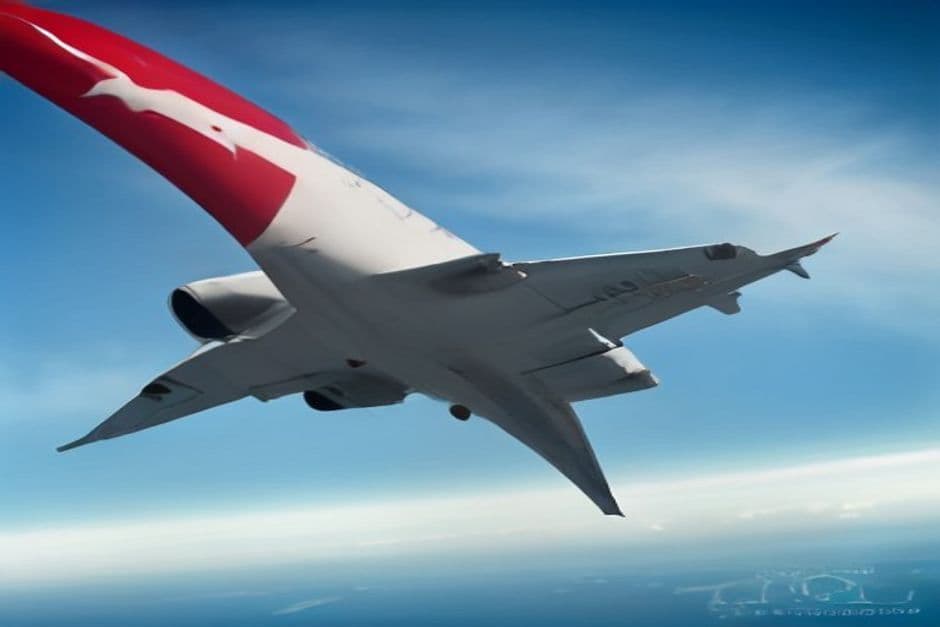 Qantas Airways airplane in flight